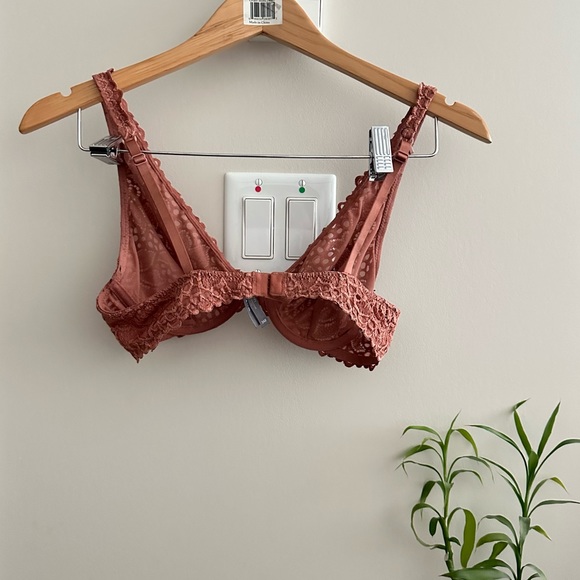 Aerie Burnt Orange Happy Lace Plunge Bralette - Picture 5 of 5